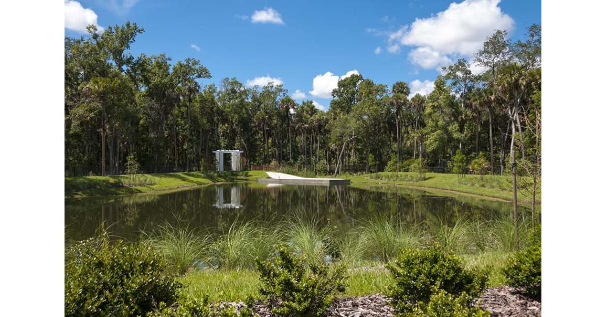 A pond to hold water during floods.