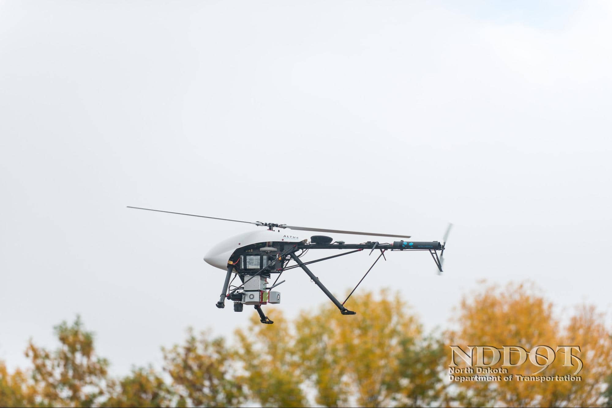 A drone conducting a LiDAR survey.