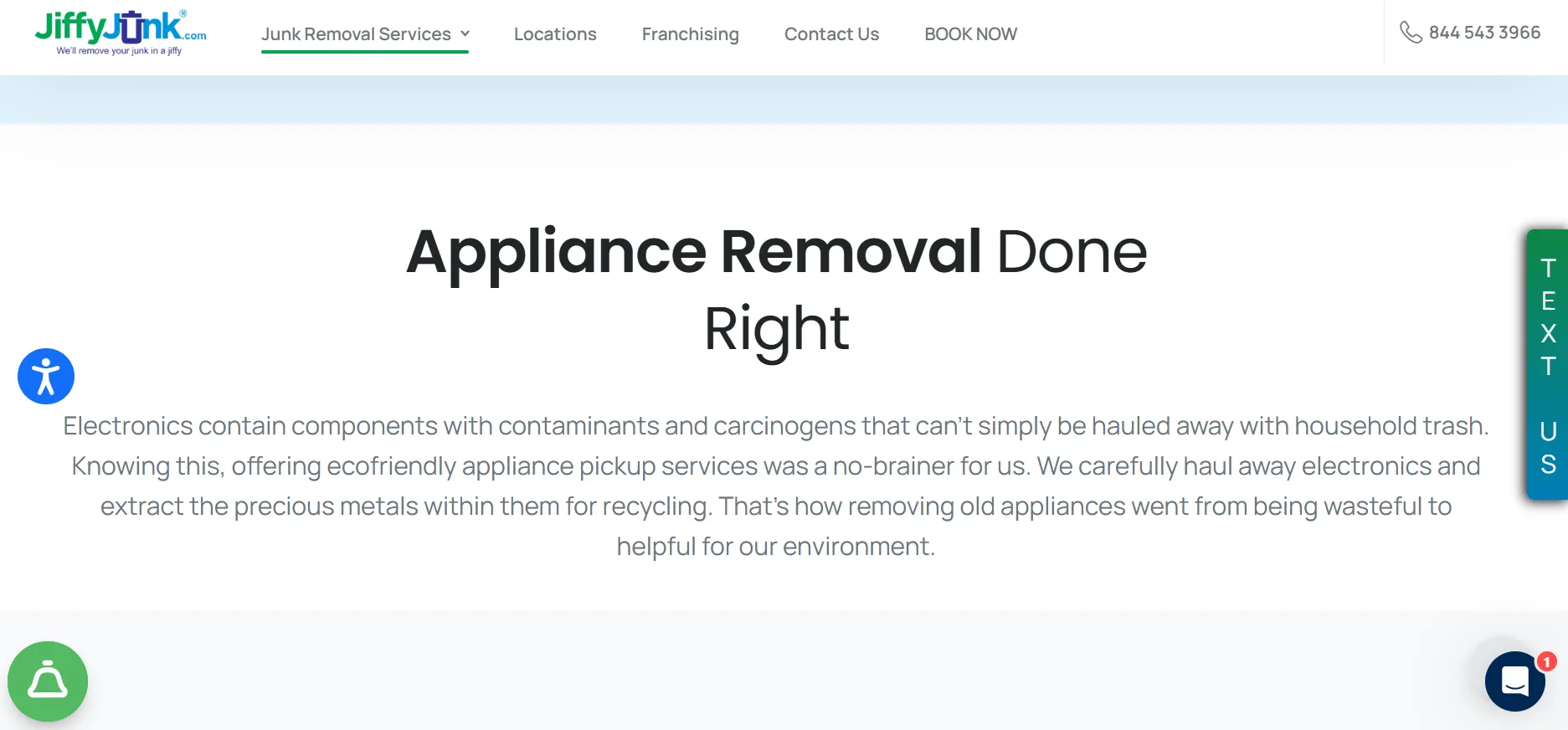 Appliance pick up service page here at Jiffy Junk.