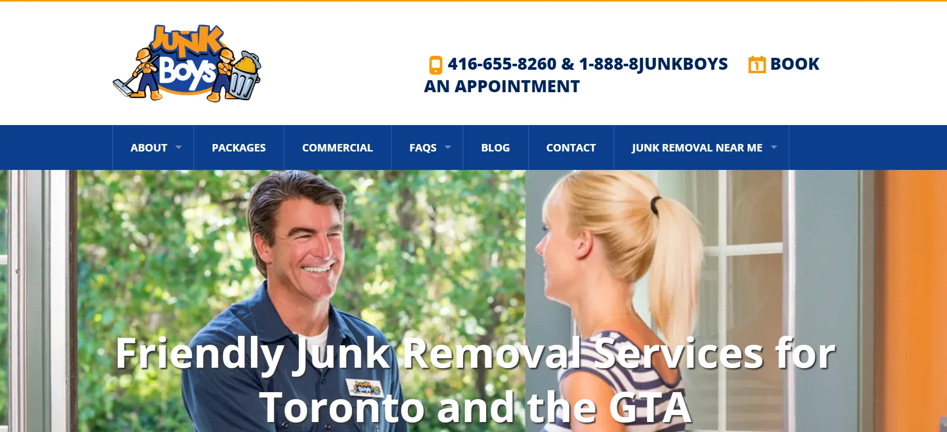 Toronto junk removal homepage for the Junk Boys.