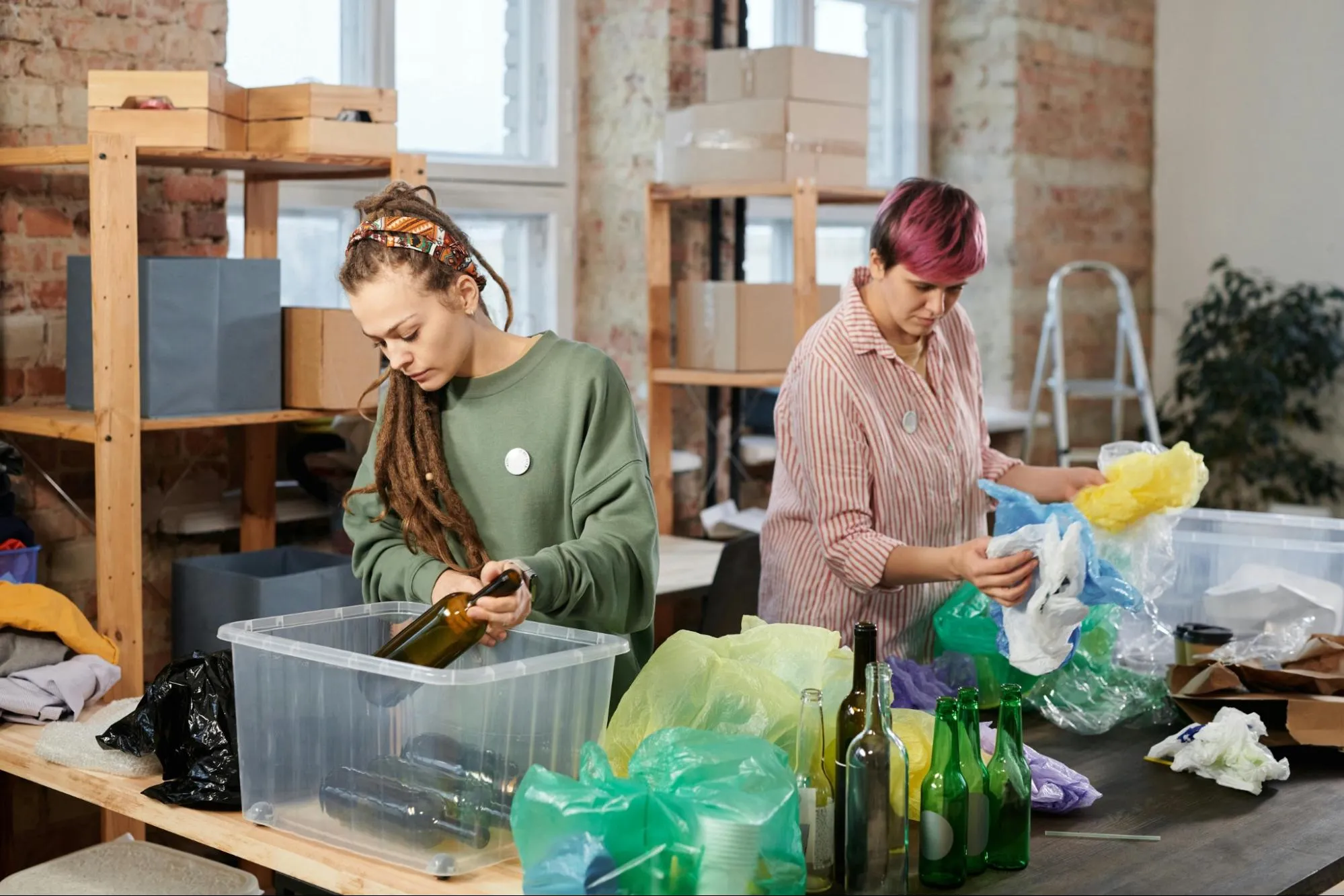 Image showing two women sorting items for recycling during an estate cleanout